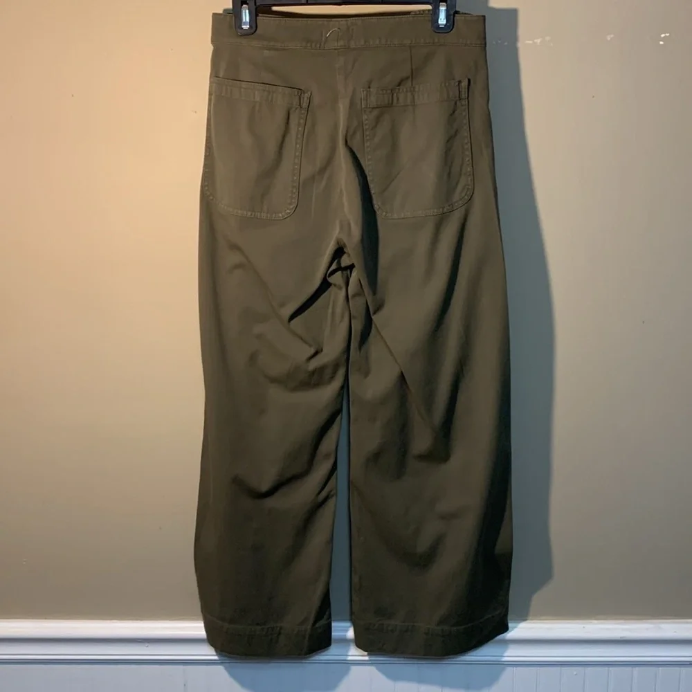 A.L.C. Women Sailor Pierce Green Wide Leg Cropped Pants Preppy Minimalist SZ6